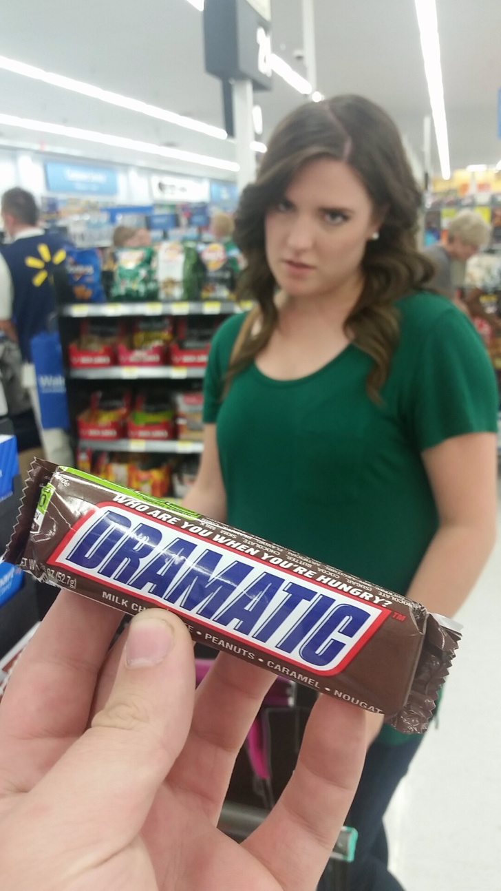 dramatic snickers bar
