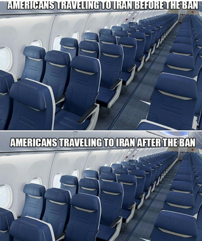 memes - aeroplane seats - Americans Traveling Touranbefore Theban Americans Traveling To Iran After The Ban