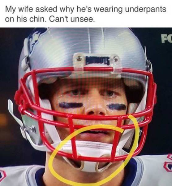 memes - underwear chin strap - My wife asked why he's wearing underpants on his chin. Can't unsee.