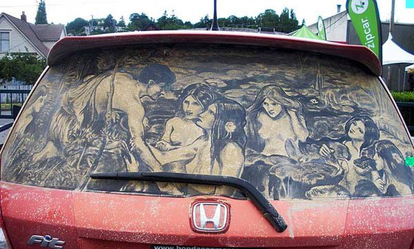 car dust painting - zipcar www