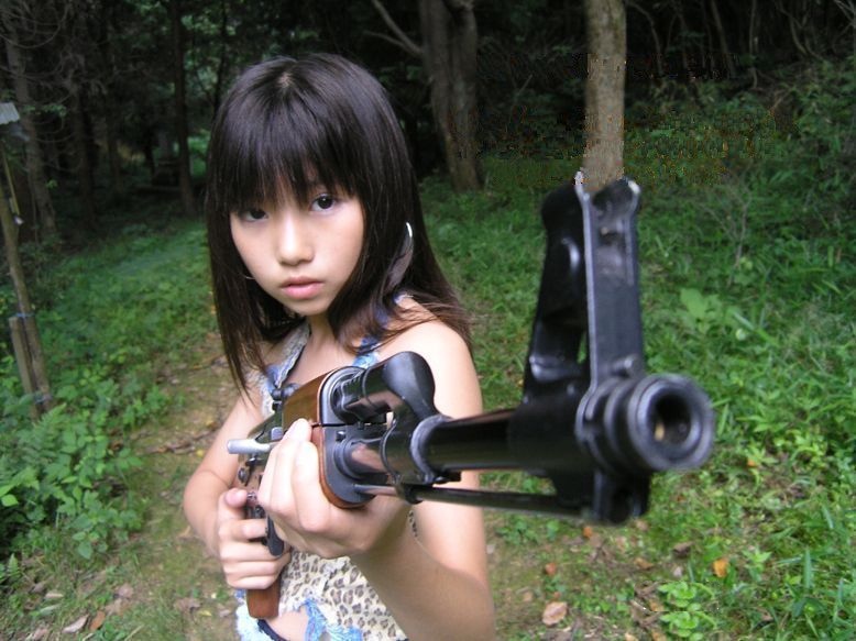 hot asian girl with gun - .