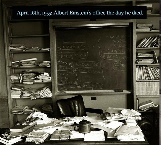 albert einstein desk - April 16th, 1955 Albert Einstein's office the day he died.