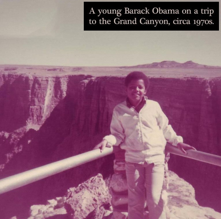 grand canyon - A young Barack Obama on a trip to the Grand Canyon, circa 1970s.