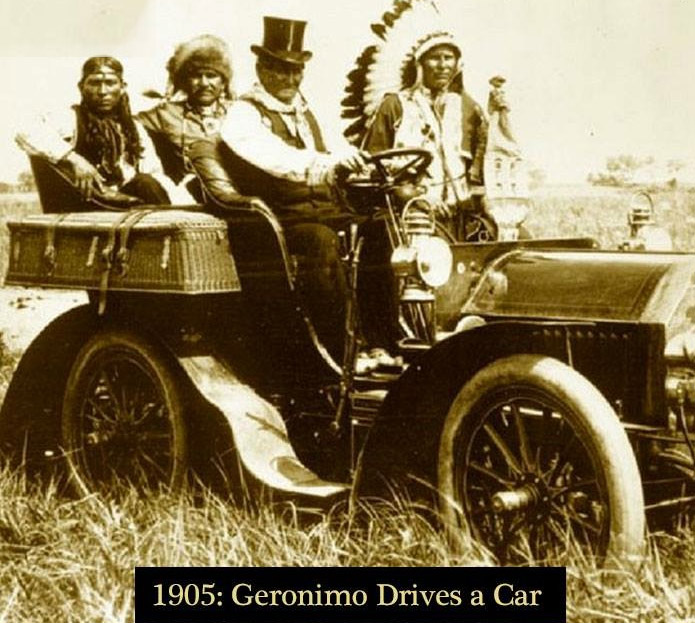 geronimo cadillac - 1905 Geronimo Drives a Car