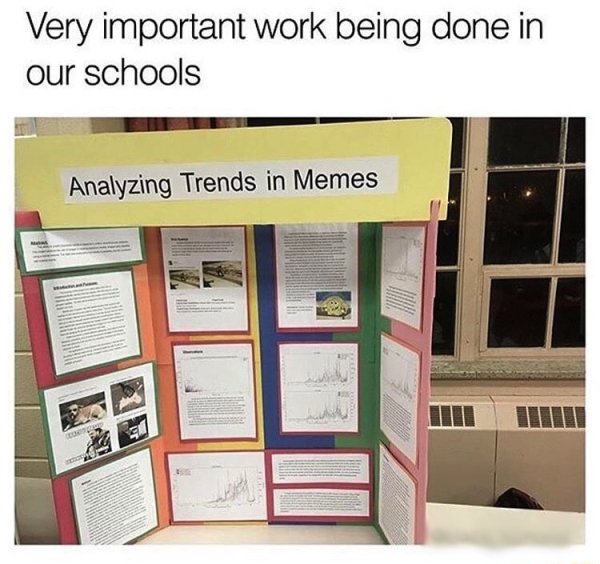 Funny meme of a science project about memes