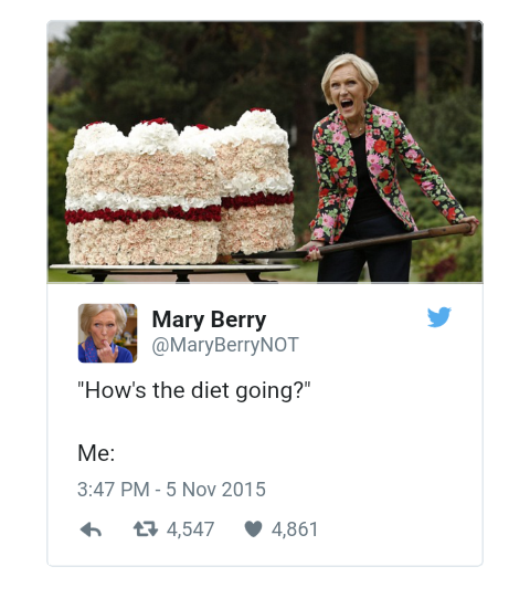 mary berry memes - Mary Berry "How's the diet going?" Me o t3 4,547 4,861