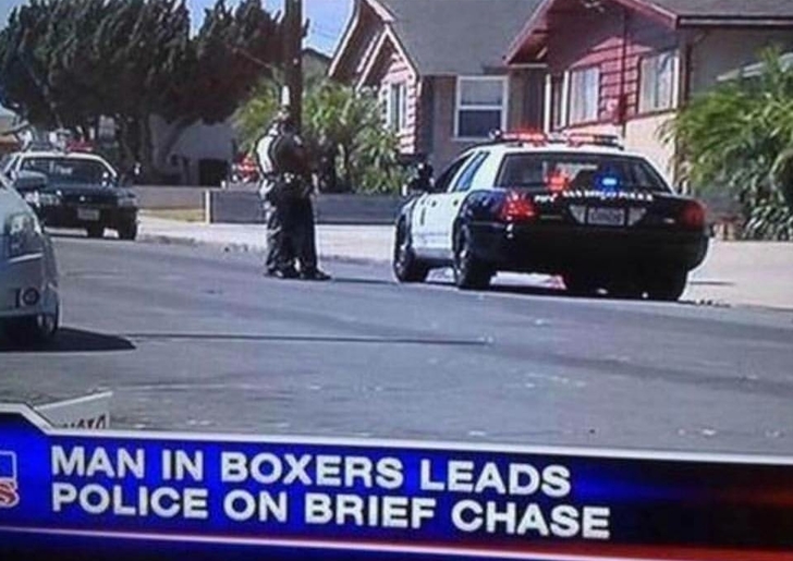 man in boxers leads police on brief chase - Man In Boxers Leads 3 Police On Brief Chase