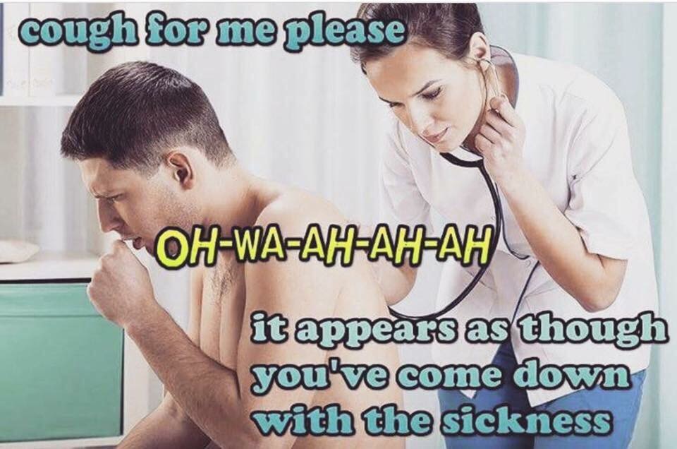 Silly meme about doctor making your cough