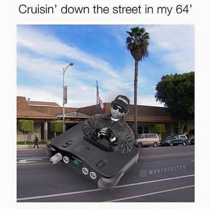 Dr Dre crusing down the street in his '64 which is a Nintendo 64