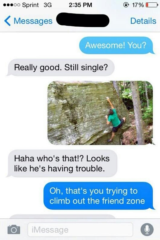 Meme about climbing out of the friendzone