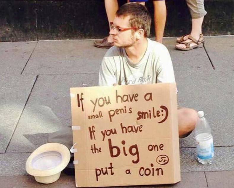 guy deserves a phd in marketing - Der Rose If you have a "small penis smile If you have the big one put a coin