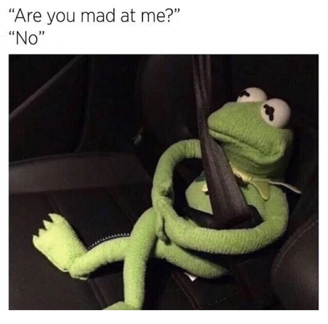 Kermit the frog meme is not mad at all, bro