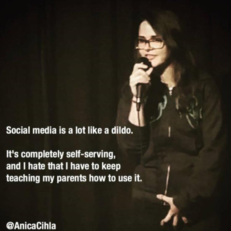 album cover - Social media is a lot a dildo. 'It's completely selfserving, and I hate that I have to keep teaching my parents how to use it. Cihla