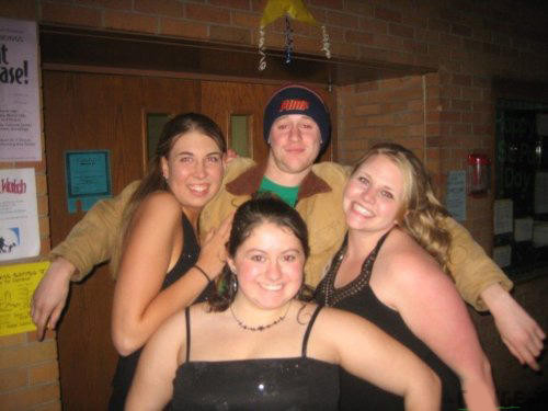 Dude hanging out with some chubby girls