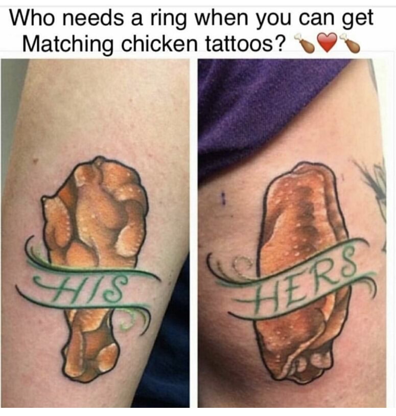 His and Hers chicken nugget tattoos