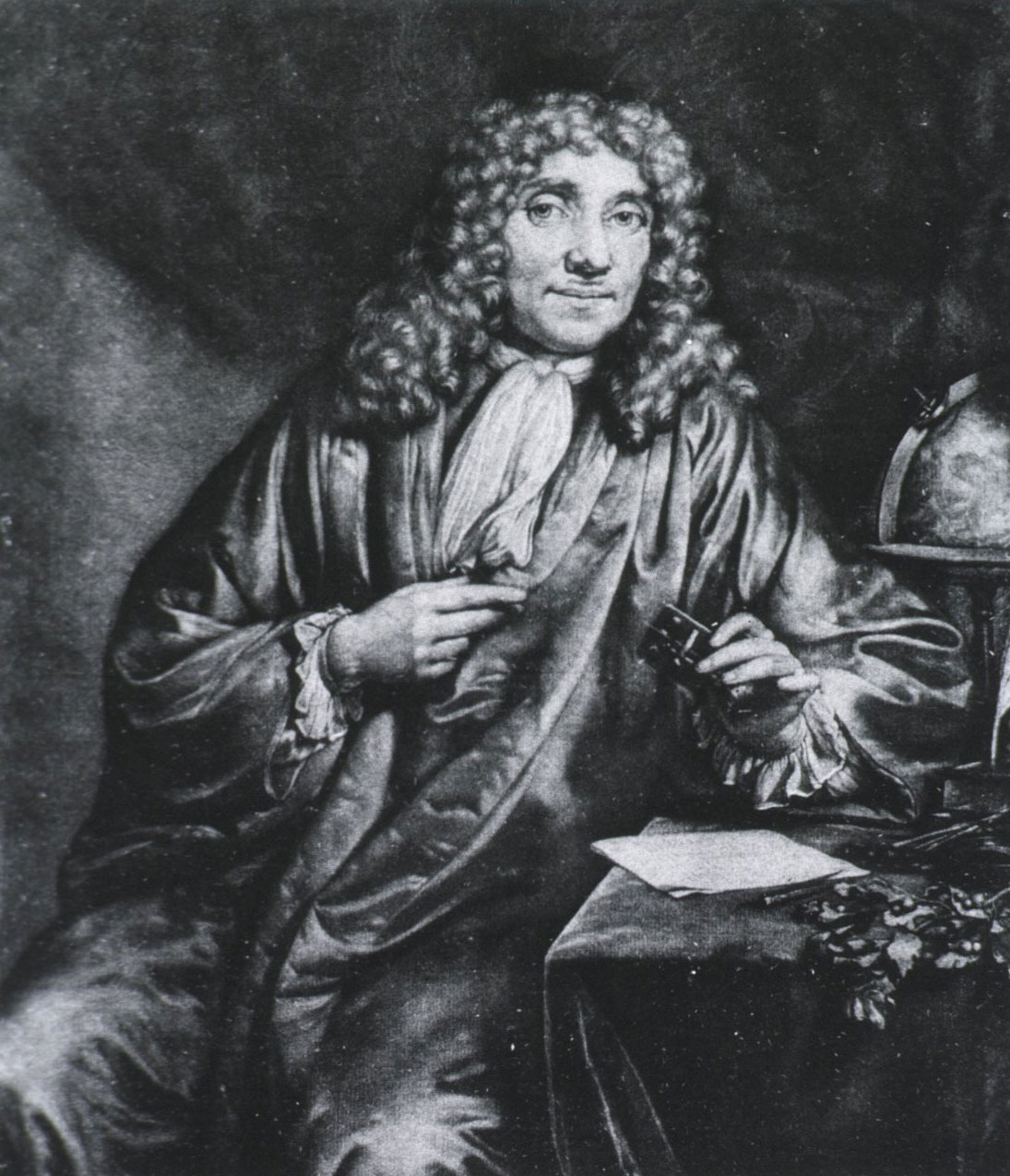 A drawing of Anton van Leeuwenhoek.