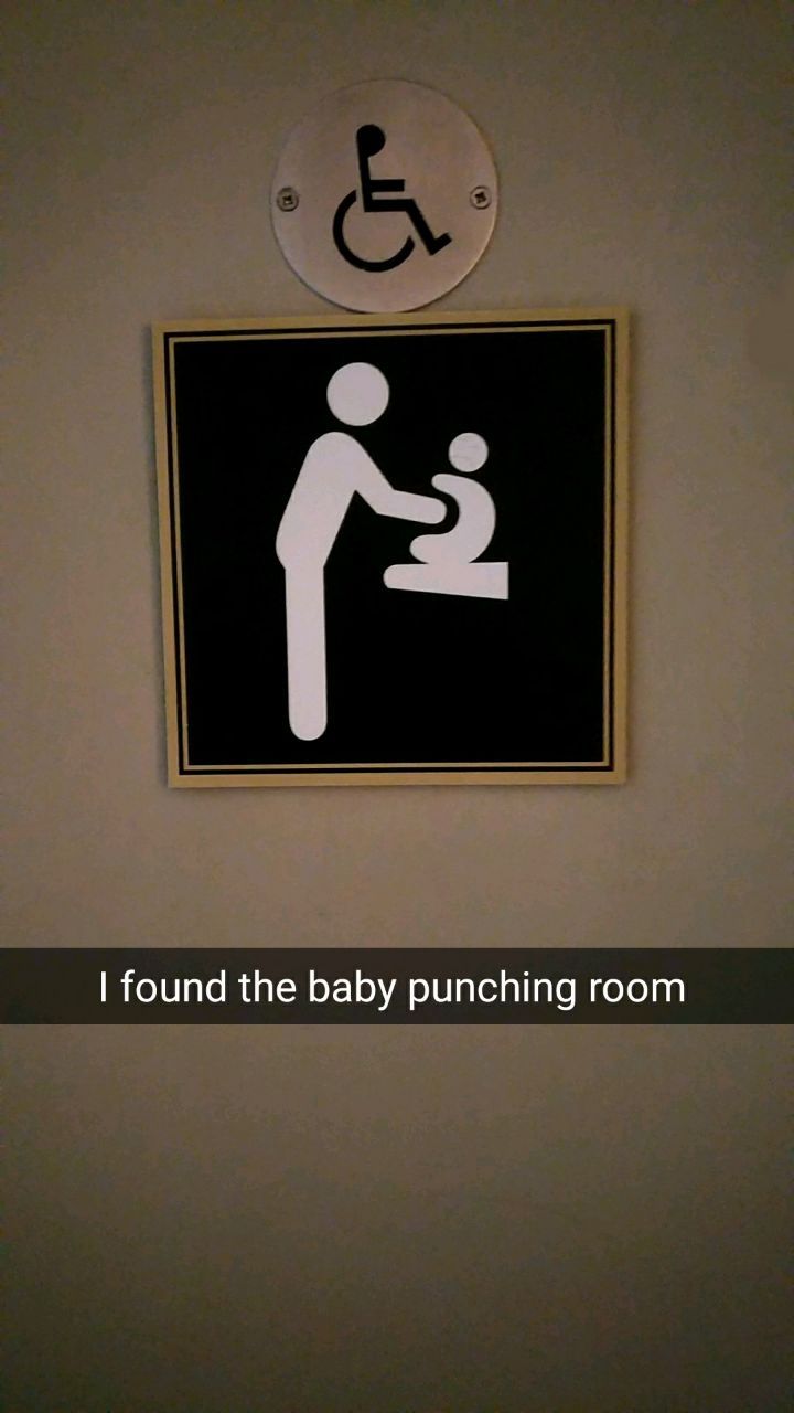 Baby changing area that really looks like baby punching area.