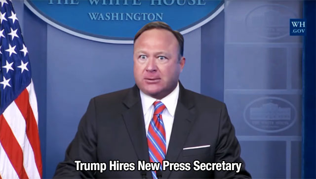 Picture of a surprised Sean Spicer learning that Trump hired a new press secretary.
