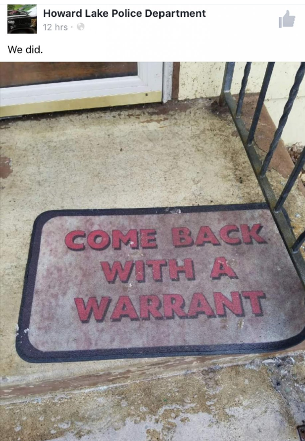 floor - Howard Lake Police Department 12 hrs We did. Come Back With A Warrant
