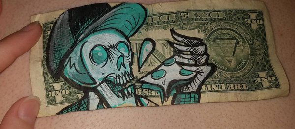 cool drawing on a 1 dollar bill