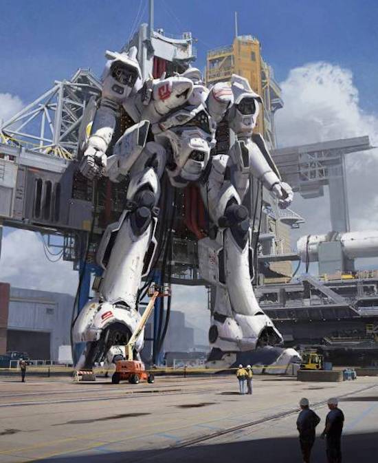 large robot being constructed