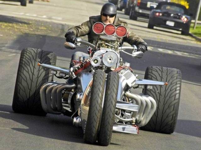 Massive motorcycle with massive engine and air intake
