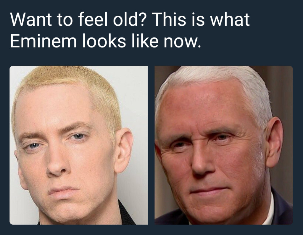 Funny meme comparing Eminem to Mike Pence