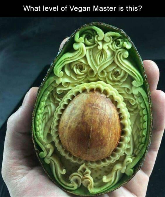elaborately sculpted avocado.