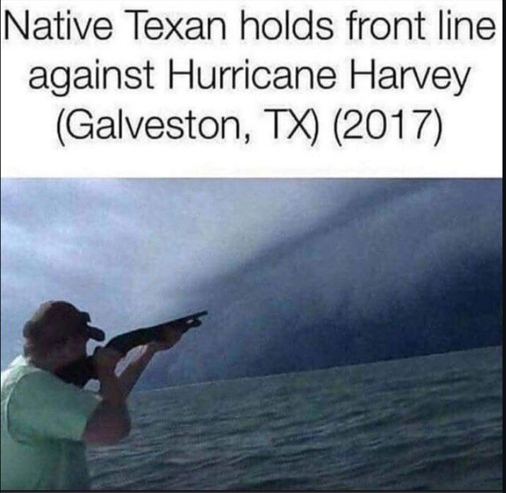 Texan holds shotgun against Hufficane Harvey in Galveston
