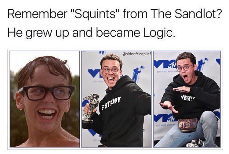 Meme of Squints of The Sandlot after he grew up and became logic