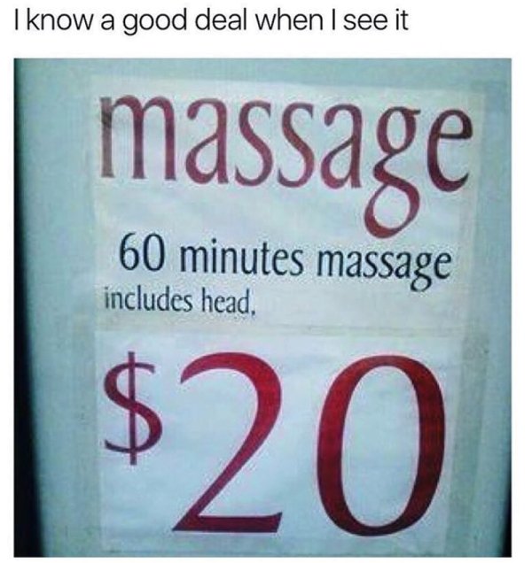 Great deal on a massage if I am reading that correctly.
