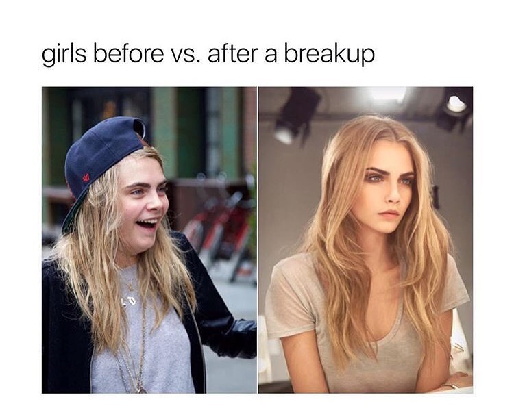 girls before and after a breakup - girls before vs. after a breakup