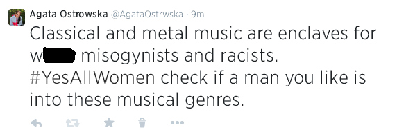 Tweet rage agains classical and metal music