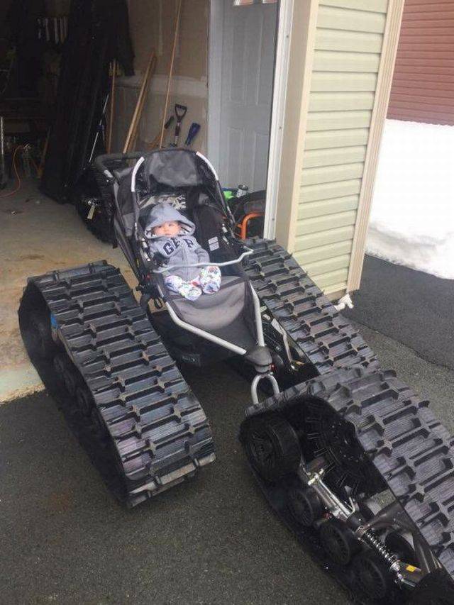 Baby stroller modified for all terrain