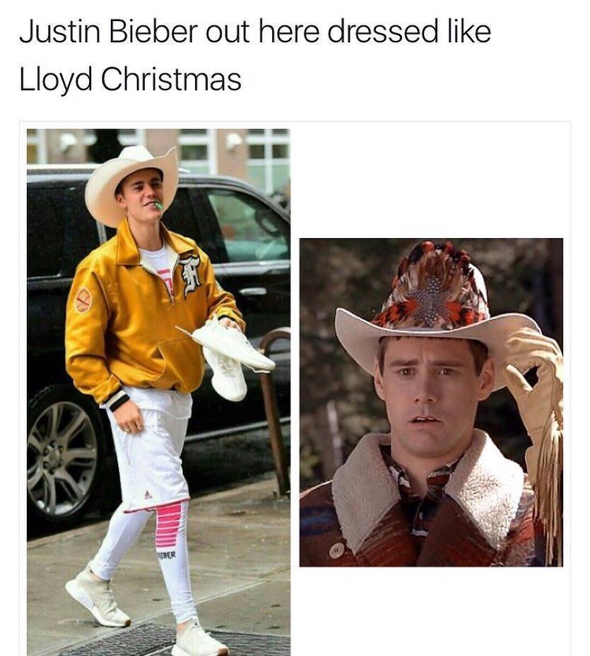 justin bieber cowboy hat - Justin Bieber out here dressed Lloyd Christmas