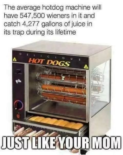 commercial hot dog machine - The average hotdog machine will have 547,500 wieners in it and catch 4,277 gallons of juice in its trap during its lifetime Hot Dogs Just Your Mom