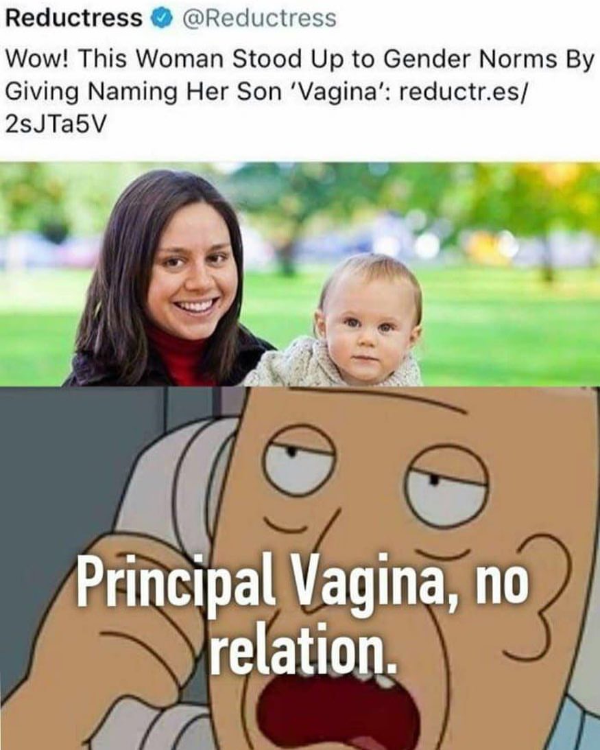 rick and morty principal vagina - Reductress Wow! This Woman Stood Up to Gender Norms By Giving Naming Her Son 'Vagina' reductr.es 25 JTa5V Principal Vagina, no relation.