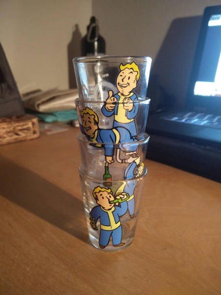 fallout cups stacked