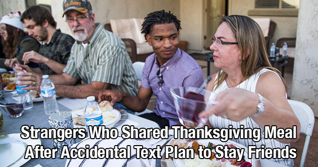 Strangers share a thanksgiving meal after accidental wrong number text.