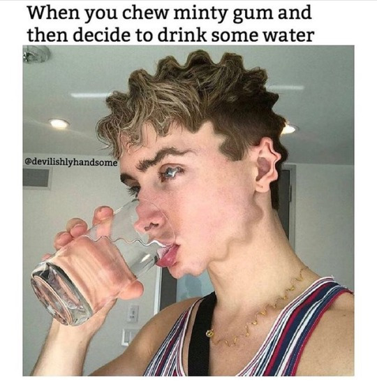 pointless memes - When you chew minty gum and then decide to drink some water