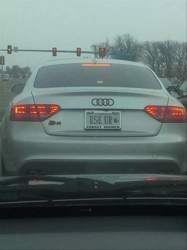 Audi with license plate about using her hand and forget the woman