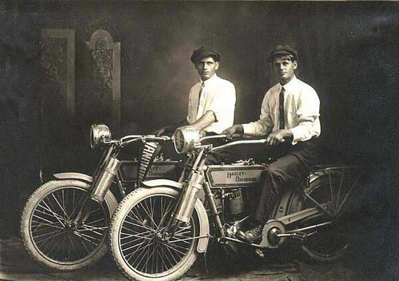 Harley Davidson creators William Harley and Arthur Davidson in 1914.