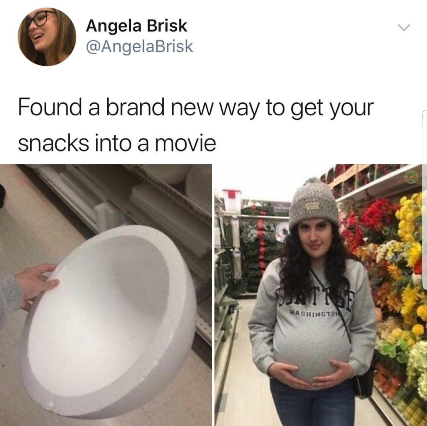 hide snacks for movies - Angela Brisk Found a brand new way to get your snacks into a movie