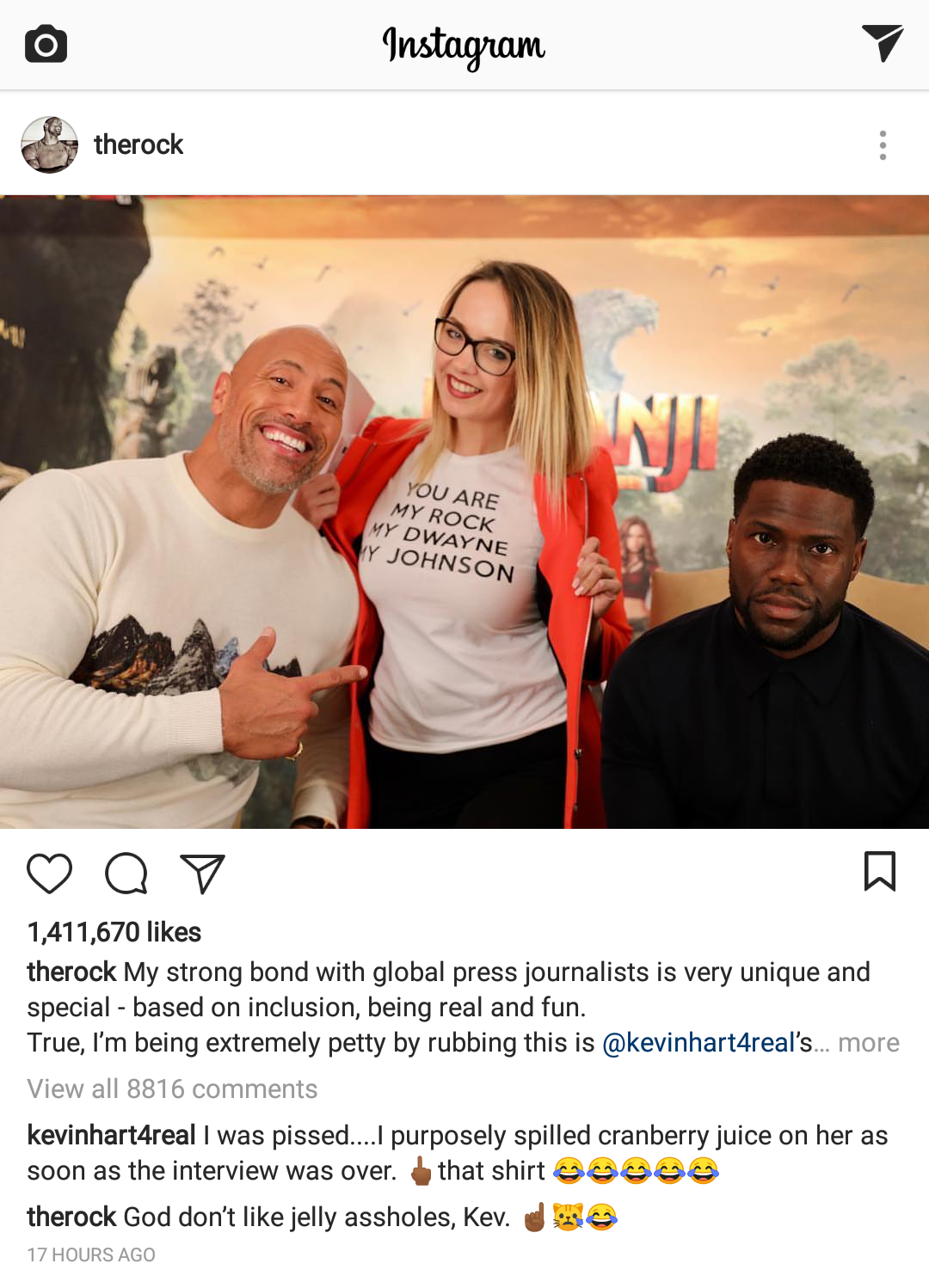 random you are my rock my dwayne my johnson girl - Instagram therock Du Are My Rock Wy Owayne Y Johnson av 1,411,670 therock My strong bond with global press journalists is very unique and special based on inclusion, being real and fun. True, I'm being ex