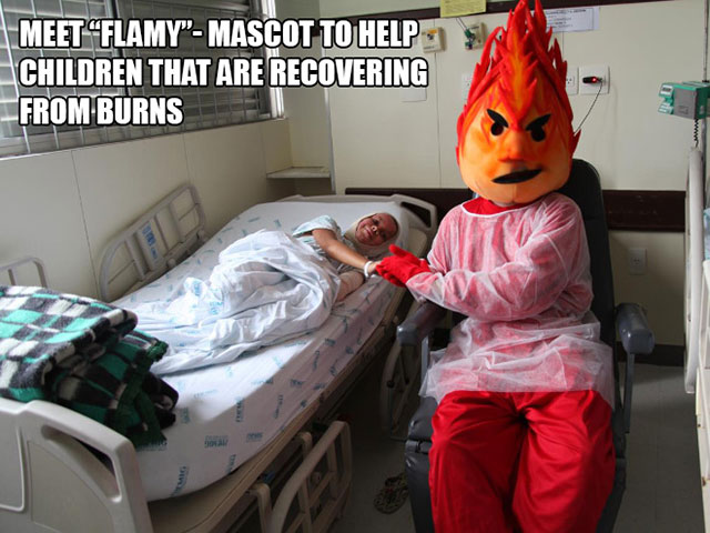 Meet Flamy" Mascot To Help Children That Are Recovering From Burns