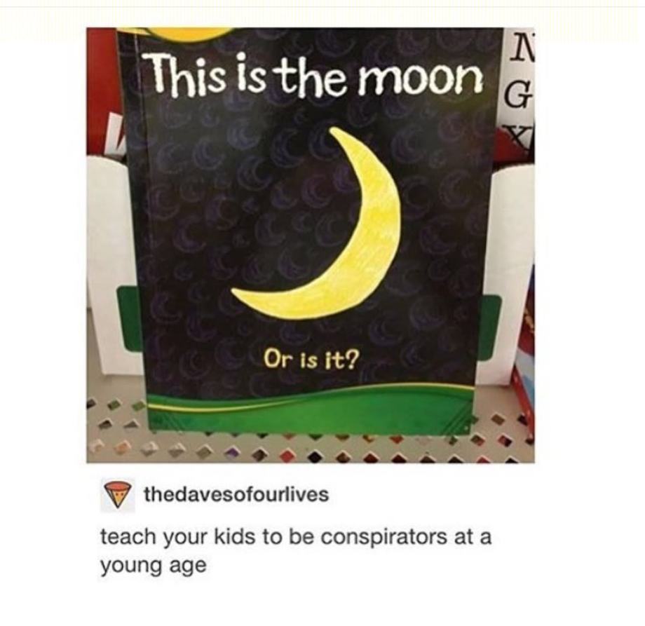 label - This is the moon G Or is it? thedavesofourlives teach your kids to be conspirators at a young age