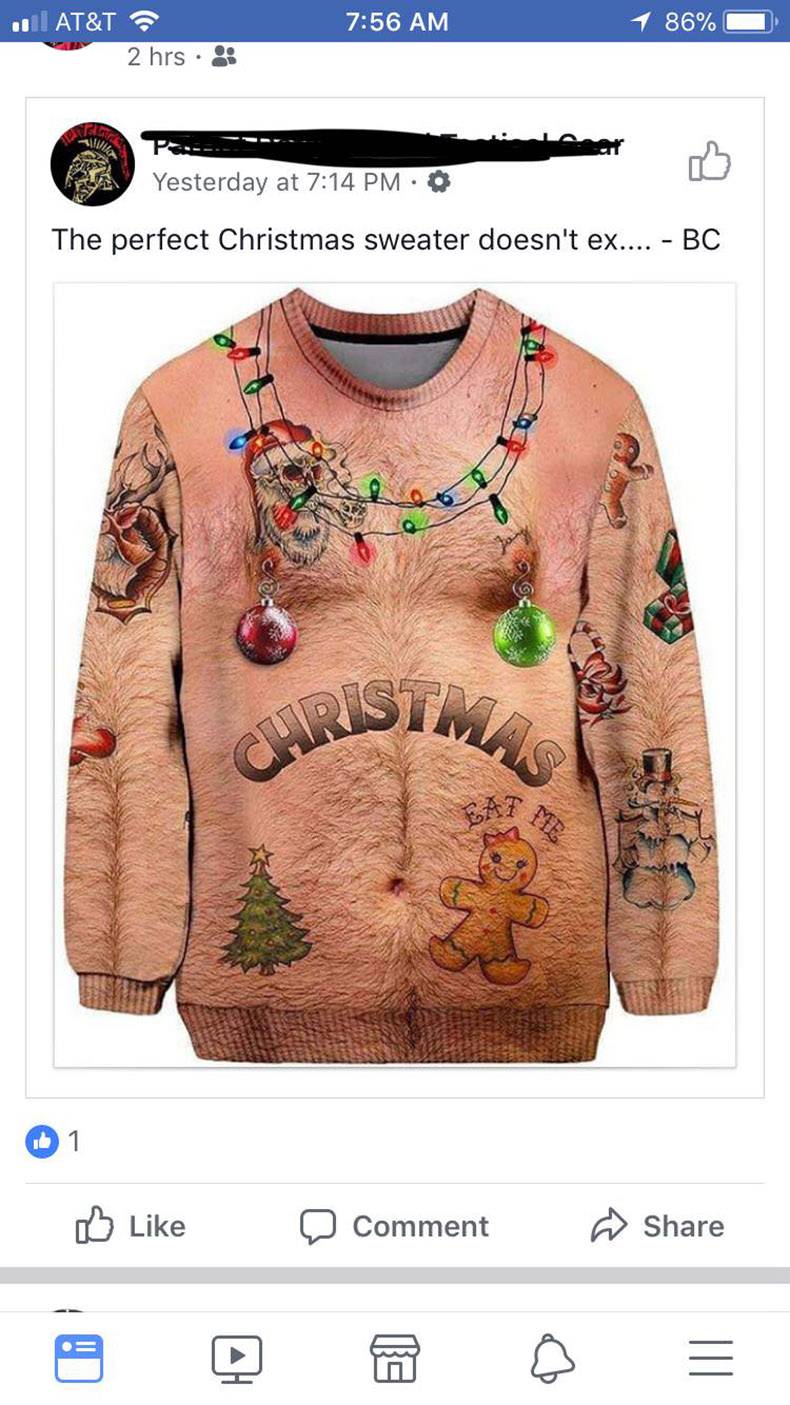 sleeve - At&T 1 86%O 2 hrs. Pos Yesterday at The perfect Christmas sweater doesn't ex.... Bc 1 DComment