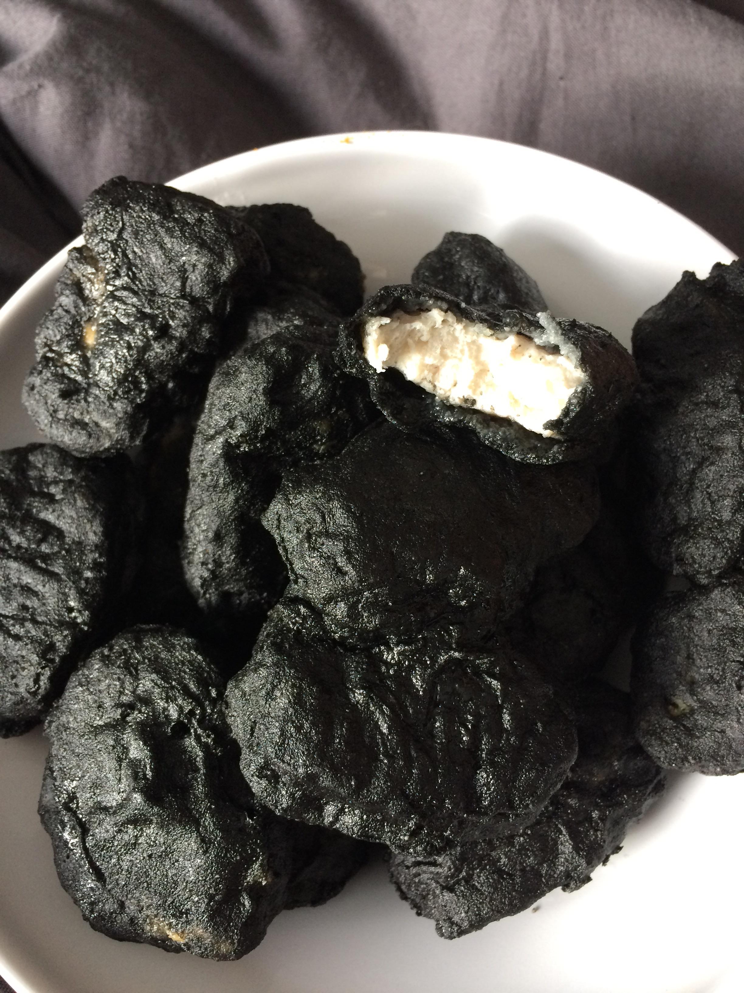 These nuggets were dyed black for Halloween, and frankly, we're terrified.
