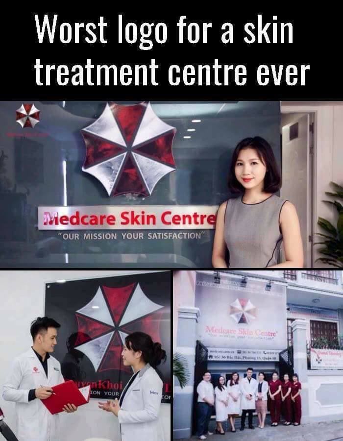resident meme - Worst logo for a skin treatment centre ever Medcare Skin Centre "Our Mission Your Satisfaction" Medine S astre Bio Lon Your