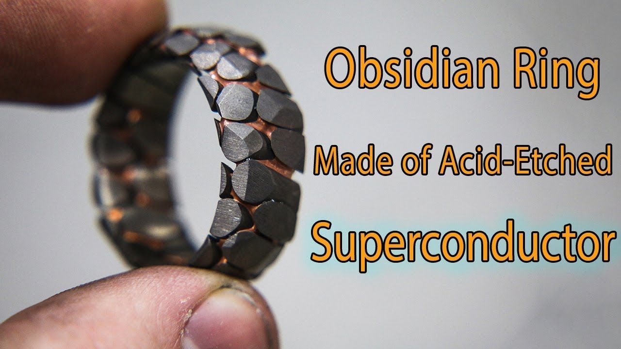 random obsidian superconductor ring - Obsidian Ring Made of AcidEtched Superconductor